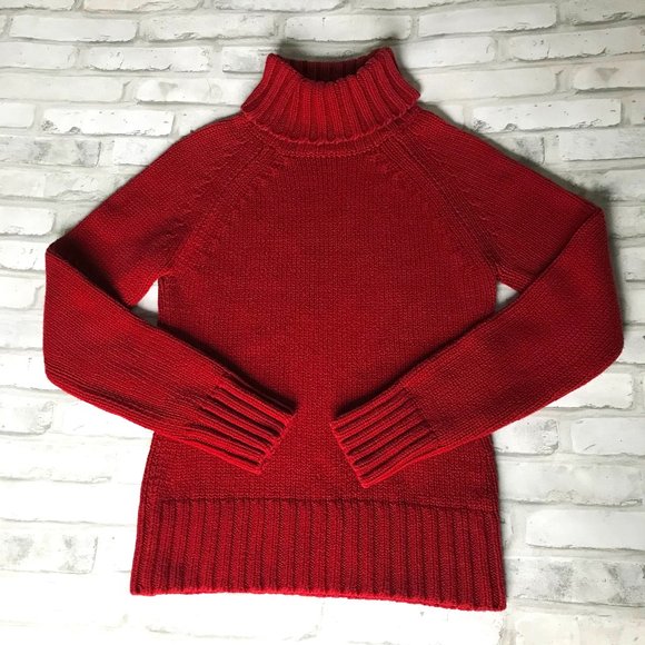 GAP Sweaters - GAP Red Chunky Knit Turtleneck Sweater Size Small